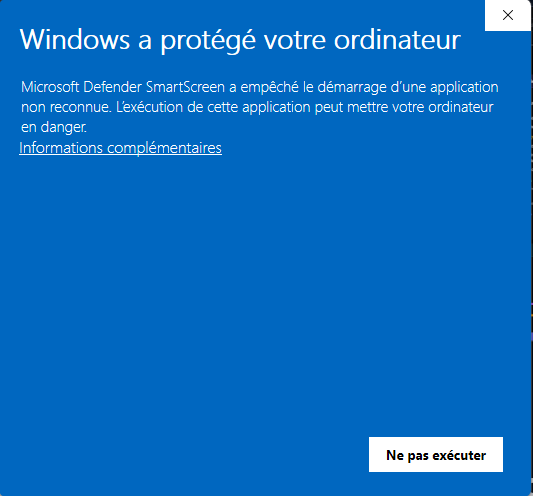 Avertissement SmartScreen